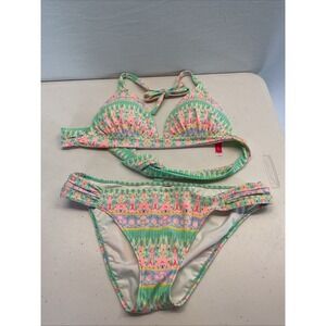 Victoria's Secret Floral Colorful 2 piece bikini‎ Beach Summer Pretty